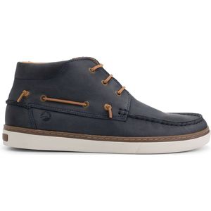 Travelin' Helford hoge zomerschoenen heren - leren Mocassins hoog - Veterschoenen mannen - Donkerblauw leer - Maat 40