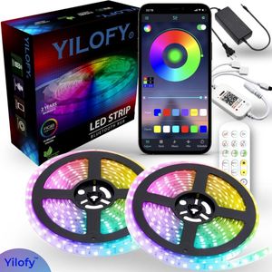 YILOFY 15 Meter Verkortbaar Led Strip Set Incl. App + Handleiding | 2024 Model Eenvoudig Bestuurbare Set | Instelbare Kleuren Led Strips | + Afstandsbediening Lamp Verlichting Smart