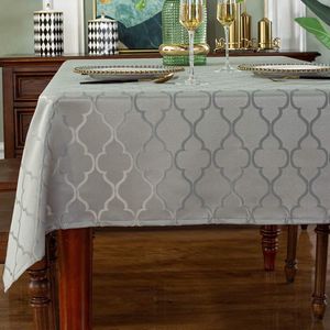 tafelkleed bloemenpatroon polyester tafelkleed morsbestendig stofdicht kreukvrij tafelkleed voor keukeneettafel (rechthoek/langwerpig, 132 x 182 cm (4-6 zitplaatsen), grijs)