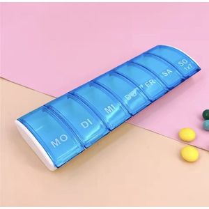 CHPN - Pillendoos - Medicijnendoos - Pillenbox - 7 dagen -7-vaks - Medicine box - Medicijnen bewaren - Vakantie accessoire - Universeel - Compact - Blauw