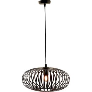 Olucia Lieve - Industriële Hanglamp - Metaal - Zwart - Rond - 40 cm
