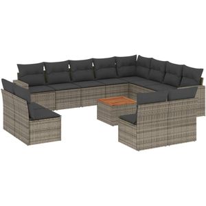 vidaXL Loungeset 13-delig - Grijs - Inclusief Kussens Tuinlounge Set - Lounge Set - Buitendecoratie - Buitenkamer - Garden Furniture