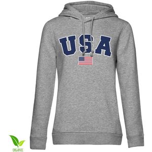 Hybris USA Varsity Girls Hoodie Damen Heather-Grey-S