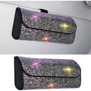 Zonnebrillenetui kristallen zonnebrillenkoker - opbergtas voor autozonneklep bling zonnebril - auto-interieuraccessoires (kleur) .