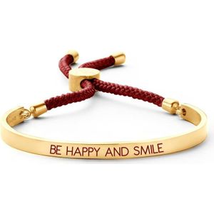 Key Moments 8KM BC0033 Open Bangle 5mm Be Happy And Smile - Cadeau - rood