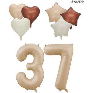 Snoes XXL Cijfer ballon 37 – Nude Kleur Satijn Caramel Nummerballon