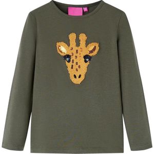 vidaXL-Kindershirt-met-lange-mouwen-dierenprint-104-kakikleurig