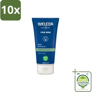 10 x WELEDA - Reinigingsgel & Baardwash 2‑in‑1 Men - 100 ml - Grootverpakking - Reinigingsgel - Baardwas - Gezichtsreiniger - Baardverzorging - Natuurlijke Verzorging