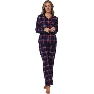 Rebelle - Aspen Ski - Pyjama - Donkerblauw - Katoen Flanel - Doorknoop - Geruit