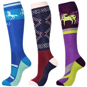 Hoge kwaliteit rijsokken voor dames - 3 paar kniehoge sokken voor paardrijden