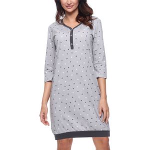 Merry Style Dames Nachtjapon - Kort - Elastisch – Katoen – Donkergrijs – S - MS-MS10-467-ND