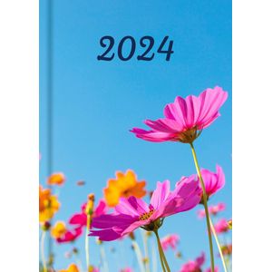 Hallmark - Agenda - 2024 - Flora - Blauw bloemen - Weekoverzicht - Hardcover - A6 (11 x 15,5cm)