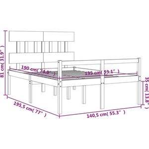 VidaXL Bedframe Massief Hout Wit 4FT6 Double