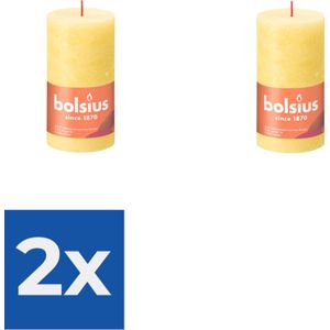 Bolsius Stompkaars Rustiek 13X6-8 Cm Sunny Yellow - Voordeelverpakking 2 stuks