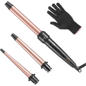 3-in-1 krultang met keramische opzetstukken voor krullen en golven