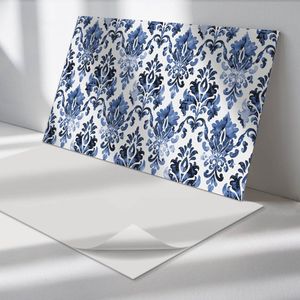Wallfluent Vinyl Wandpaneel - Bloemenpatroon in barokstijl PVC Muurpaneel - 120 cm x 60 cm - Blauw PVC wandpaneel - 1 stuk - Rechthoekig Wandbekleding Vinyl - Patroon Wandpaneel - Zelfklevende Wandbekleding - Wandpaneel Keuken en Badkamer