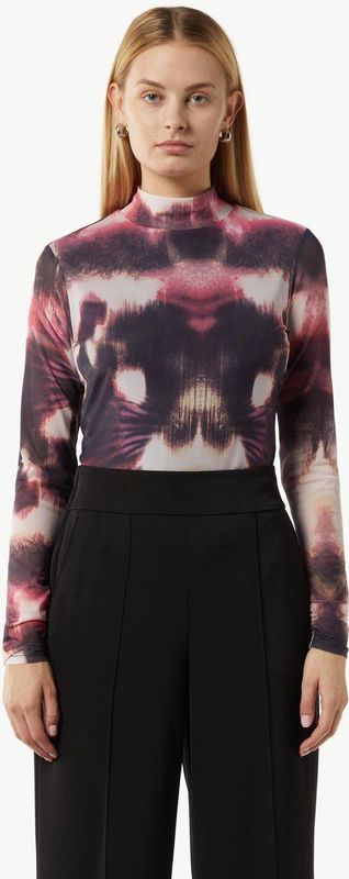 comma - T-shirt - Mesh - Met Lange Mouwen - All-over Print