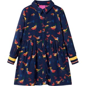 vidaXL - Kinderjurk - met - lange - mouwen - 92 - marineblauw