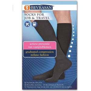 BEVRASAN® compressiekousen - steunkousen - sokken voor  werk & reizen schoenmaat 39,5-41 kleur Zwart