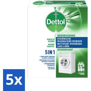 Dettol - Hygiënische Wasmachine Reiniger - 5-in1 Formule - 500ml - Bulkverpakking - 5 stuks