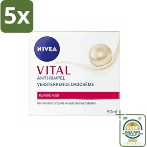 5 x NIVEA - VITAL Dagcrème - Anti-Rimpel Gezichtscrème - Versterkend - 50 ml - Grootverpakking - Anti-rijp - Anti-rimpel - Dagcrème - Gezichtsverzorging - Huidversterking