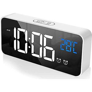 Digitale Wekker met Spiegelweergave en USB-Opladen - Alarmfunctie, Temperatuurweergave en Slaapstand