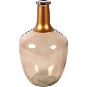 Countryfield Bloemenvaas Firm Big Bottle - Beige Transparant/Koper - Glas - D15 X H25 cm