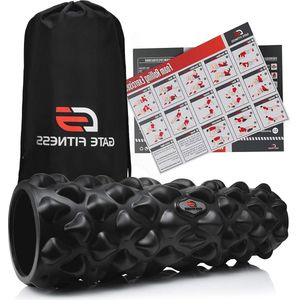Foam Roller Extra lange 43 cm | Pilatesrol voor nek rug wervelkolom en billen - Triggerpoint massagerol | incl. poster