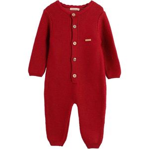 Minora gebreide unisex boxpakje- Baby jongens en meisjes- Maat 74/ 6-9 Maanden-Newborn overalls winter- Baby kleding jongens-Rood- Sinterklaas