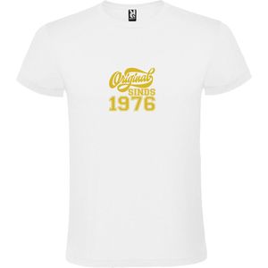 Wit T-Shirt met “Original Sinds 1976 “ Afbeelding Goud Size XS