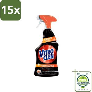 15 x Vitroclen - Keramische Kookplaatreiniger - Spray - 450 ml - Grootverpakking - Keramische Kookplaat Reiniger - Kookplaat Schoonmaken - Vitrokeramische Reiniger - Inductie Kookplaat Schoonmaken - Vlekken Verwijderen Kookplaat