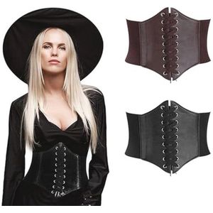 Dames Kanten Korset Ceintuur - Elastische Tailleband voor Feestjes (Zwart & Bruin)