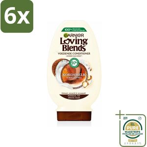 Garnier Loving Blends Kokosmelk en Macadamia Conditioner 250 ml - Voordeelverpakking - 6 stuks - Macadamia conditioner - Droog haar conditioner