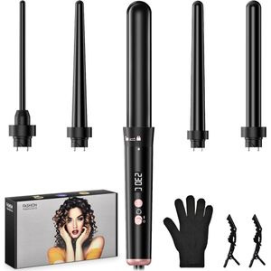 5-in-1 Keramische Krultang met Instelbare Temperatuur en LCD-scherm voor Lang, Kort en Dun Haar