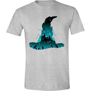 HARRY POTTER - SORTING HAT SILHOUETTE MEN T-SHIRT - HEATHER GREY