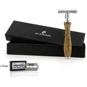 Natuurlijke bamboe dubbele rand scheren scheermes houten handvat scheerapparaat Eco-vriendelijk Zero Waste-levensstijl Herbruikbaar voor mannen en vrouwen (Bamboo Safety Razor)
