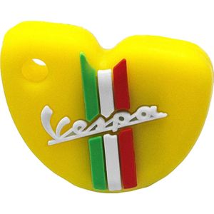 Vespa Siliconen Sleutelhoesje - Geel met Witte letters - Geel met Wit - Italiaanse Vlag