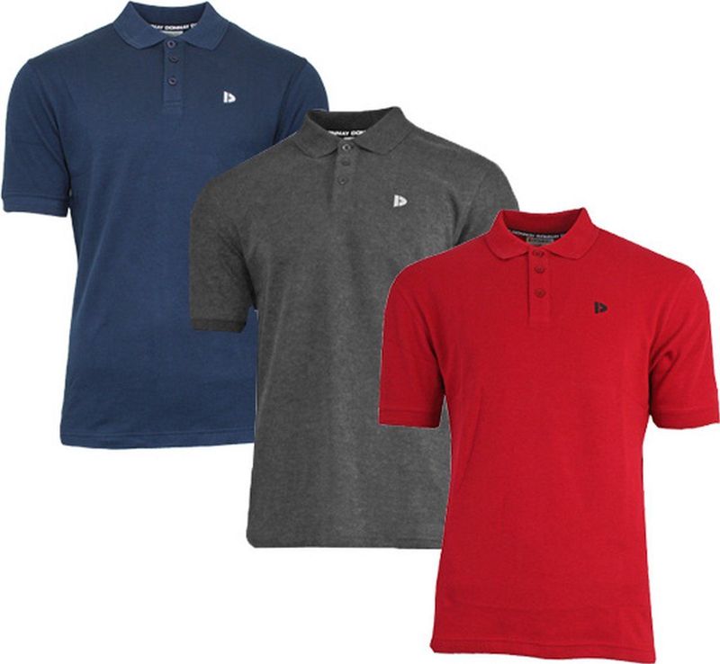3-Pack Donnay - Polo (Noah) - Sportpolo - Heren - Navy/Charcoal/Active blue (411) - maat S