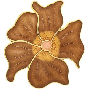Behave®  Broche bloem bruin - emaille sierspeld -  sjaalspeld