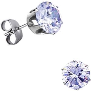 Fako Bijoux® - Oorbellen - Steker - RVS - Zirkoon - 5mm - Lichtblauw