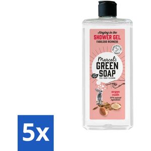 5 x Marcel's Green Soap - Douchegel - Argan & Oudh - Verzorgend & zacht - 300 ml - Douchegel Argan Oudh - Verzorgende Douchegel - Natuurlijke Douchegel - Vegan Douchegel - Biologisch Afbreekbaar