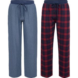 Phil & Co Heren Pyjamabroek Lang Katoen Gestreept/Geruit 2-Pack - Maat M