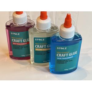 Hobbylijm - Glue - Lijm - 3 stuks - Blauw - Geel - Rood - Craft - Papier - Karton - Hout - Kurk - Foam - 3 x 120ML