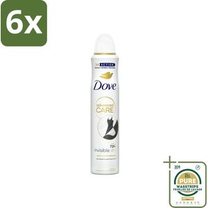 Dove Deodorant Spray - Invisible Dry - 200 ml - Voordeelverpakking - 6 stuks - Onzichtbare bescherming - 72 uur bescherming