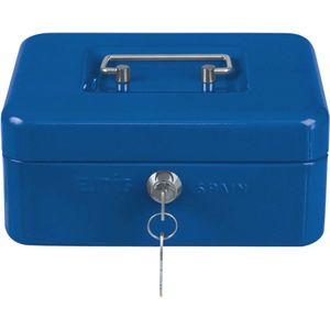 Geldcassette met Muntvak en Sleutels - Stalen Opbergdoos voor Geld en Waardevolle Spullen - Blauw 300 x 240 x 90 mm