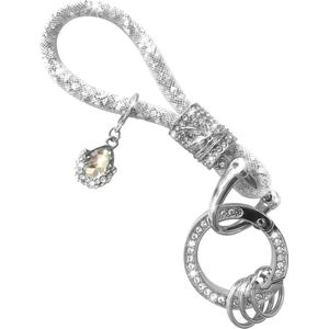 Autosleutelhanger met strassteentjes - Universeel sleutelaccessoire voor dames - Wit .