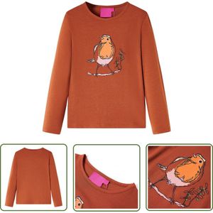 vidaXL Langmouwig Hemd - Kinderhemd - Kindershirt met lange mouwen 116 cognackleurig - Meisjeshemd - Jongenshemd - Kinderkleding