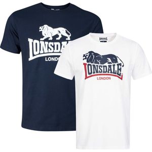 Lonsdale T-Shirt Loscoe T-Shirt normale Passform Doppelpack White/Navy-5XL