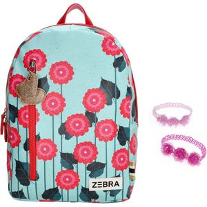 Zebra Rugzak Flower Fantasy (m) - rugtas - schooltas + armbandje
