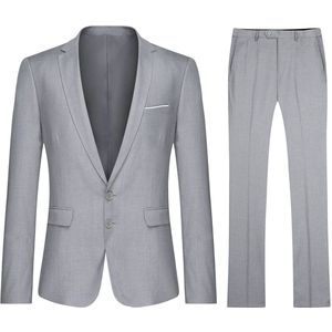 Allthemen Heren 2-Piece Slim Fit Pak - Tweeknoops zakelijk Pak - XS